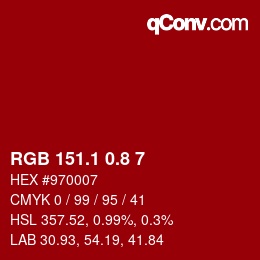 カラーコード: RGB 151.1 0.8 7 | qconv.com