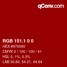 カラーコード: RGB 151.1 0 0 | qconv.com