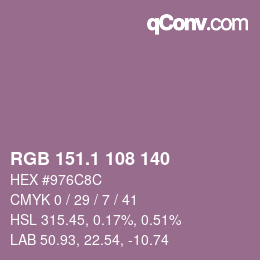 カラーコード: RGB 151.1 108 140 | qconv.com