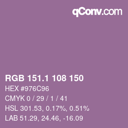 カラーコード: RGB 151.1 108 150 | qconv.com