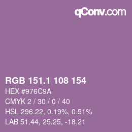 カラーコード: RGB 151.1 108 154 | qconv.com