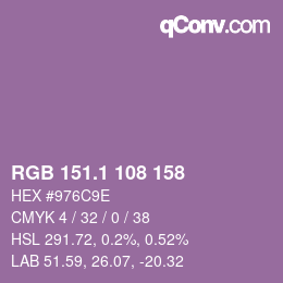 カラーコード: RGB 151.1 108 158 | qconv.com