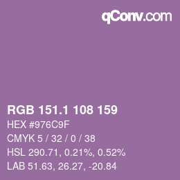 カラーコード: RGB 151.1 108 159 | qconv.com
