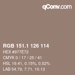 カラーコード: RGB 151.1 126 114 | qconv.com