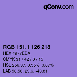カラーコード: RGB 151.1 126 218 | qconv.com