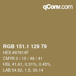 カラーコード: RGB 151.1 129 79 | qconv.com