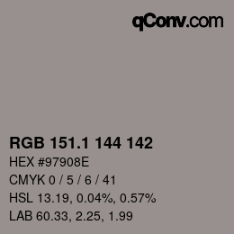 Color code: RGB 151.1 144 142 | qconv.com