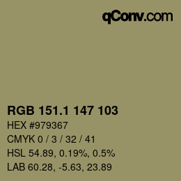 カラーコード: RGB 151.1 147 103 | qconv.com