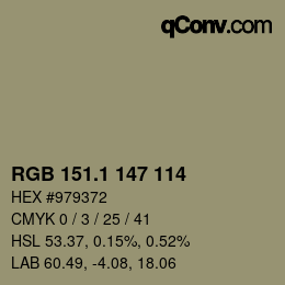 カラーコード: RGB 151.1 147 114 | qconv.com