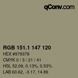 カラーコード: RGB 151.1 147 120 | qconv.com