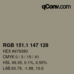 Color code: RGB 151.1 147 128 | qconv.com