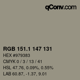 Color code: RGB 151.1 147 131 | qconv.com