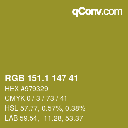 カラーコード: RGB 151.1 147 41 | qconv.com
