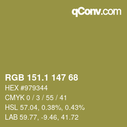 カラーコード: RGB 151.1 147 68 | qconv.com