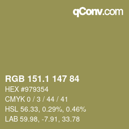 カラーコード: RGB 151.1 147 84 | qconv.com