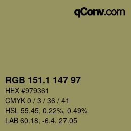 カラーコード: RGB 151.1 147 97 | qconv.com