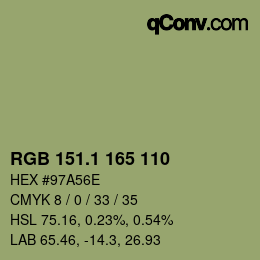カラーコード: RGB 151.1 165 110 | qconv.com