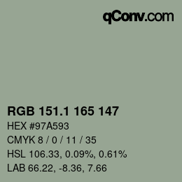 Color code: RGB 151.1 165 147 | qconv.com