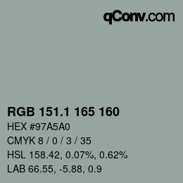 Color code: RGB 151.1 165 160 | qconv.com