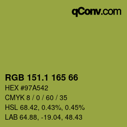 カラーコード: RGB 151.1 165 66 | qconv.com