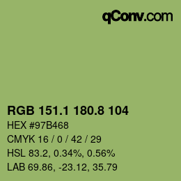 Color code: RGB 151.1 180.8 104 | qconv.com