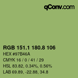 カラーコード: RGB 151.1 180.8 106 | qconv.com