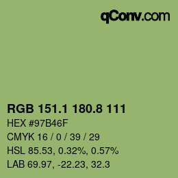 カラーコード: RGB 151.1 180.8 111 | qconv.com