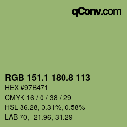 Color code: RGB 151.1 180.8 113 | qconv.com