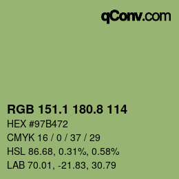 カラーコード: RGB 151.1 180.8 114 | qconv.com