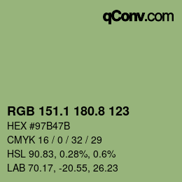Color code: RGB 151.1 180.8 123 | qconv.com