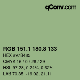 Color code: RGB 151.1 180.8 133 | qconv.com
