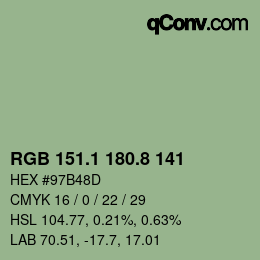 カラーコード: RGB 151.1 180.8 141 | qconv.com