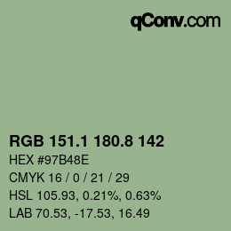 Color code: RGB 151.1 180.8 142 | qconv.com
