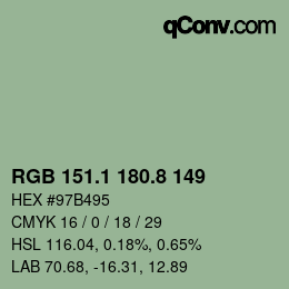 Color code: RGB 151.1 180.8 149 | qconv.com