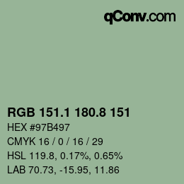 カラーコード: RGB 151.1 180.8 151 | qconv.com
