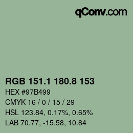 カラーコード: RGB 151.1 180.8 153 | qconv.com