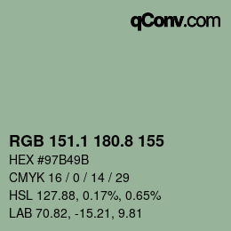 カラーコード: RGB 151.1 180.8 155 | qconv.com