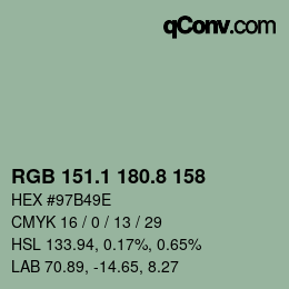 カラーコード: RGB 151.1 180.8 158 | qconv.com