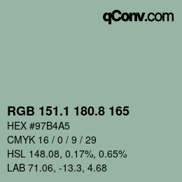 カラーコード: RGB 151.1 180.8 165 | qconv.com