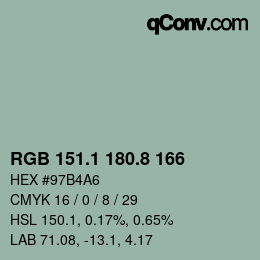 Farbcode: RGB 151.1 180.8 166 | qconv.com