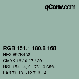 Color code: RGB 151.1 180.8 168 | qconv.com