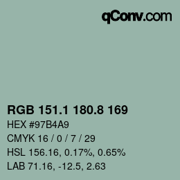 Color code: RGB 151.1 180.8 169 | qconv.com
