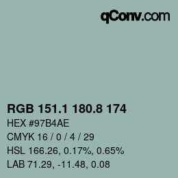 Farbcode: RGB 151.1 180.8 174 | qconv.com