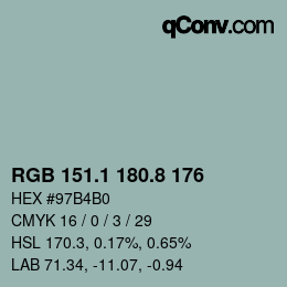 Color code: RGB 151.1 180.8 176 | qconv.com