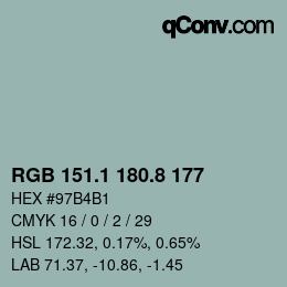 Farbcode: RGB 151.1 180.8 177 | qconv.com