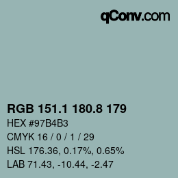 Color code: RGB 151.1 180.8 179 | qconv.com