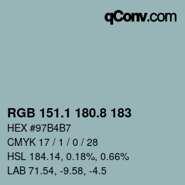 Color code: RGB 151.1 180.8 183 | qconv.com