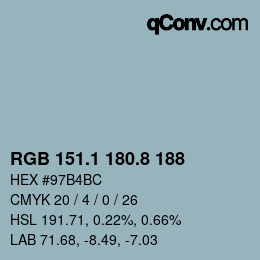 Color code: RGB 151.1 180.8 188 | qconv.com