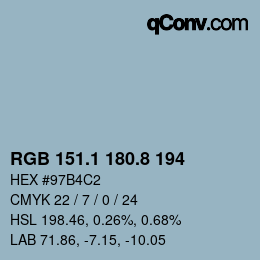 Color code: RGB 151.1 180.8 194 | qconv.com