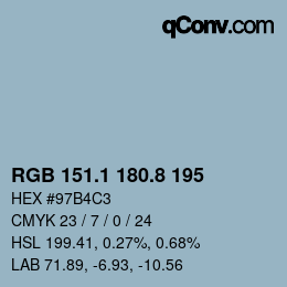 カラーコード: RGB 151.1 180.8 195 | qconv.com